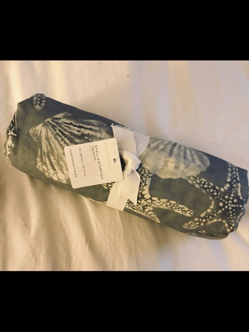 Pottery Barn Blue Shell & Starfish Tablecloth